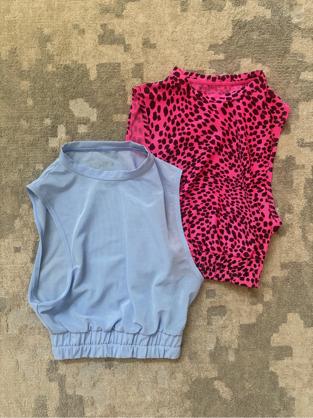 Jo and Jax - youth S- Light Blue & Hot Pink Leopard sheer tanks set